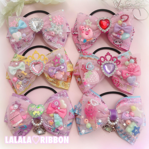 いちごみるく♡ チュールリボン ポニー用♡ ハンドメイド リボン