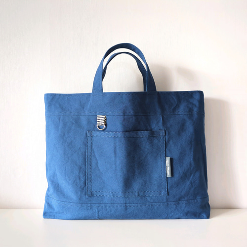 シンプル3点セット*くすんだ青＊ボーダー レッスンバッグ＆シューズ