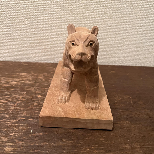 五黄の虎 木彫り彫刻 立体 獅子 寅年 その他置物 asatsuki 通販