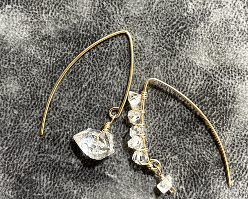 スーパーセール期間限定 14kgf antiquestyle earrings harkimer diamond ピアス（フック ピアス