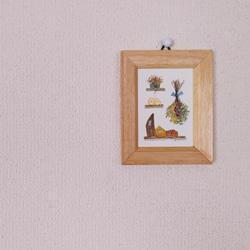 「シマエナガとスワッグと小物たち」フレーム入りですぐに飾れる水彩画 5枚目の画像
