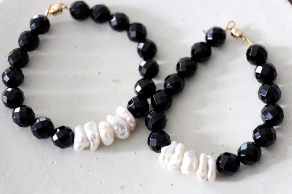 pearl onyx bracelet [kgf3929] 2枚目の画像