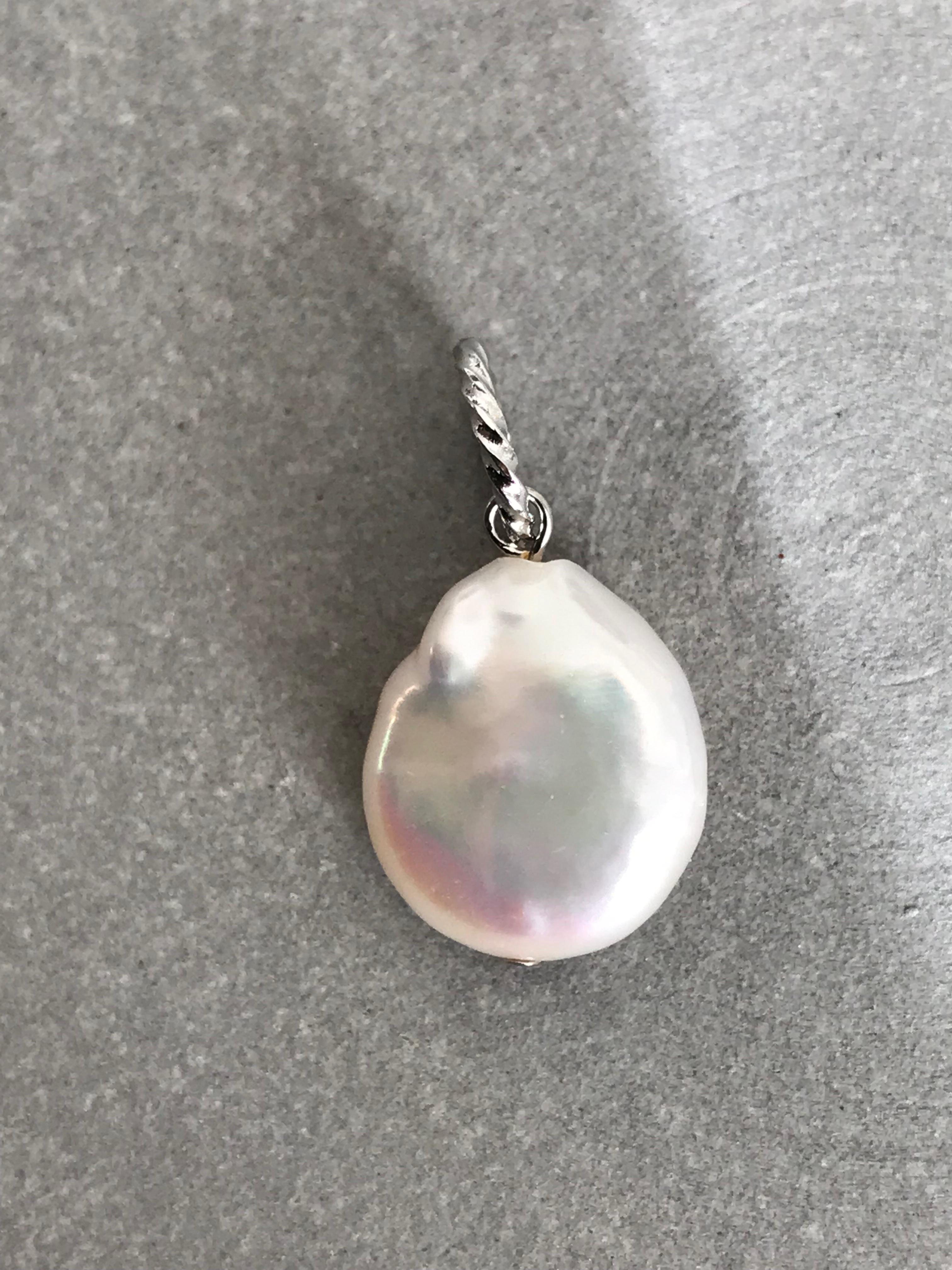 美しい大粒ホワイト淡水パール♚ペンダントトップ