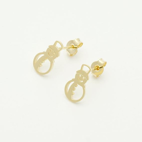 【2個入り(1ペア)】雪だるまシルエットピアス、雪の結晶、王女、冬、クリスマス、イヤーカフ、2色選択可/E114-OP 3枚目の画像