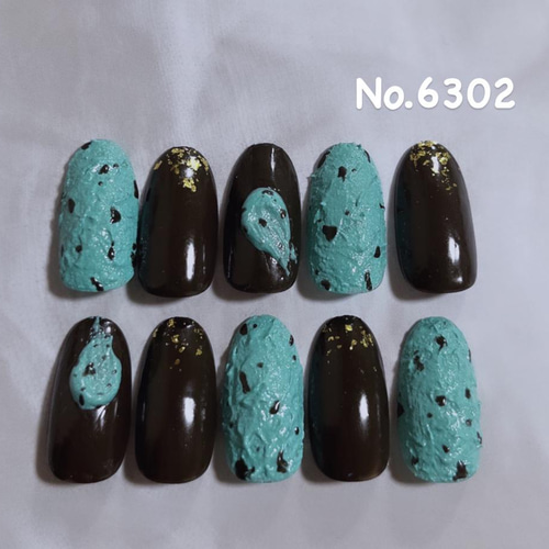 No.6302 ネイルチップ チョコミント チョコレート ミント チョコレート