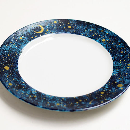 夜空と三日月のケーキ皿(シルバー/ゴールド） 中皿 くらしを