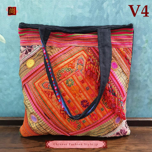 ヒッピーシックのモン/ミャオ族（苗族）の刺繍入り手作り、女性用