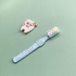 歯ブラシワッペンシール2枚セット（アイロン接着可）ブルー系 3枚目の画像