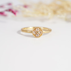 K18YG 『高品質』天然ローズカットダイヤモンドリング 指輪・リング