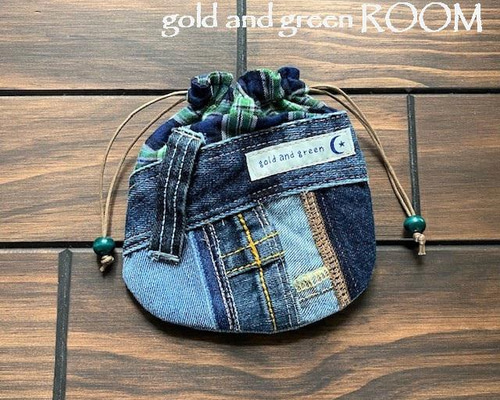 リメイクデニムポケットいっぱいポーチ さくらさん リメイクデニム