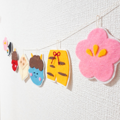 送料無料《節分》フェルト ガーランド 鬼さんと楽しい豆まき