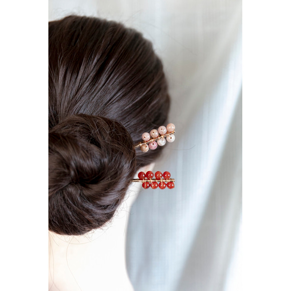 あじさい色の天然石 玉簪　シンプル かんざし ヘアアクセサリー 髪飾り 18枚目の画像