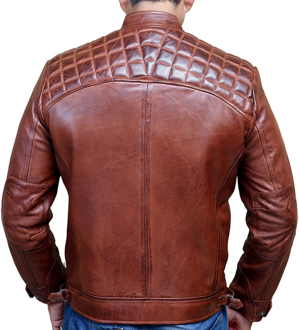 羊革キルティングショルダーワックスジャケット Sheep Leather Quilted Shoulder Jacket 5枚目の画像