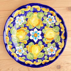 絵皿 26cm GEO017 マヨリカ焼き イタリア陶器 レモン柄 飾り皿