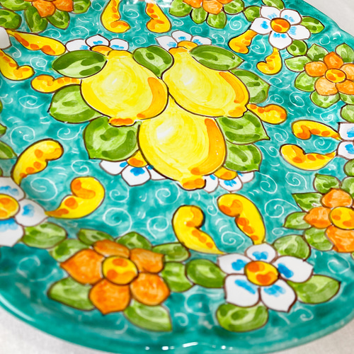 絵皿 26cm GEO019 マヨリカ焼き イタリア陶器 レモン柄 飾り皿