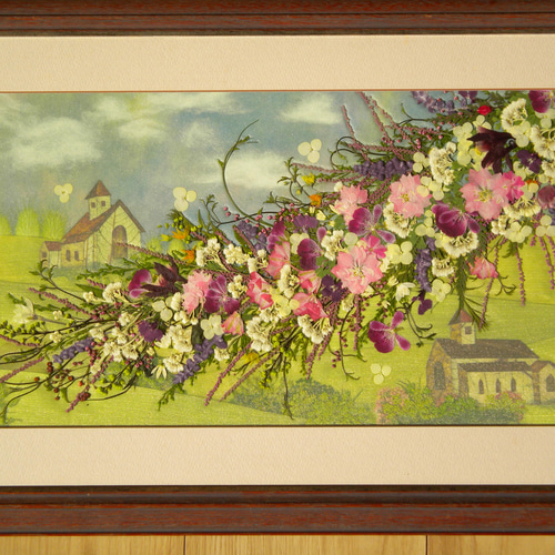 押し花アート 花のライン（押し花絵）L49額 その他アート 明日果