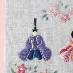 ひな祭り♪お雛様　桃の節句　手刺繍パネル　［受注制作］ 6枚目の画像