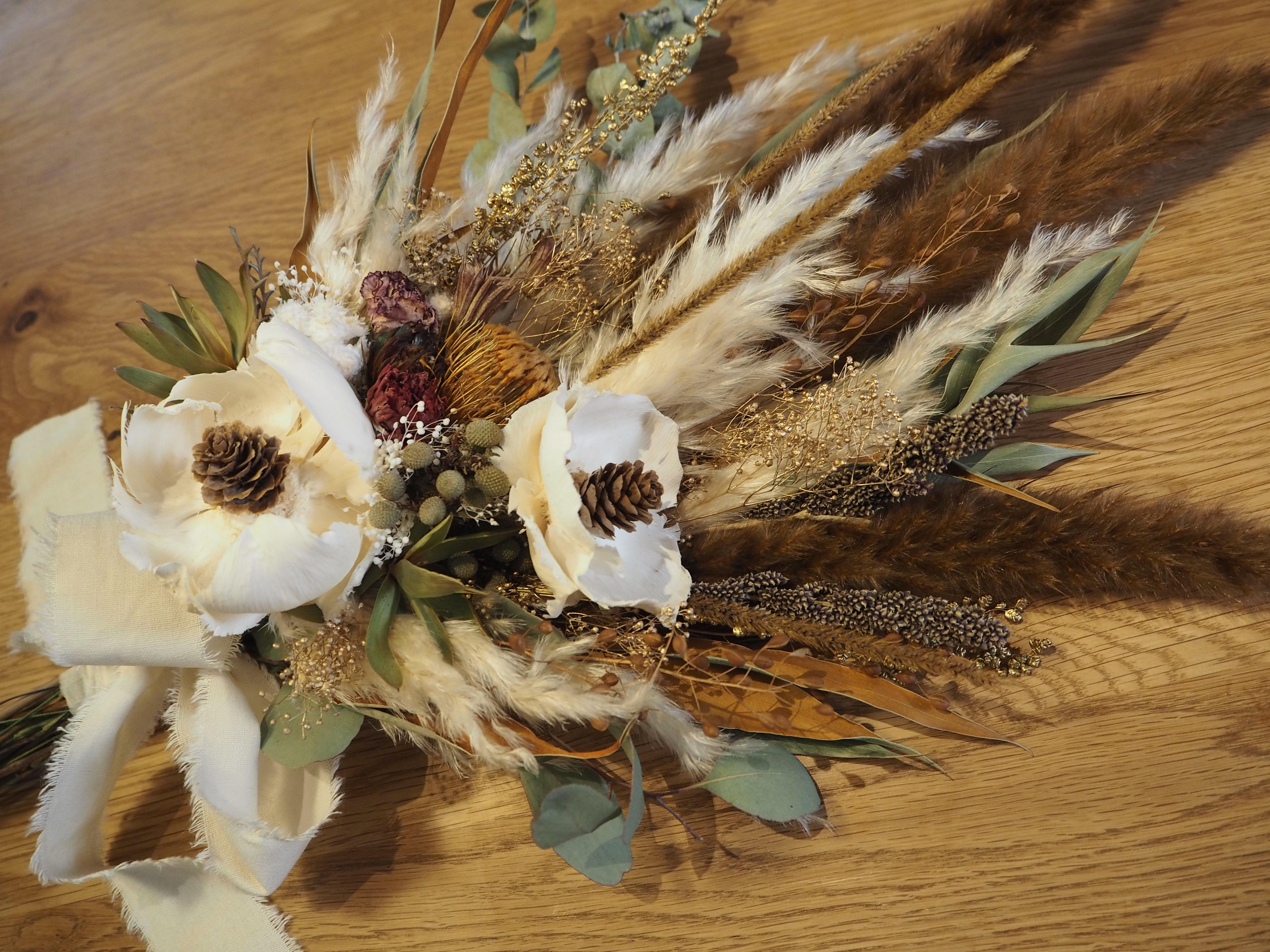 ドライフラワー　ウェディングブーケ　大きめスワッグ