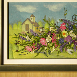 押し花アート　流れる花のライン（押し花絵）L37額 3枚目の画像