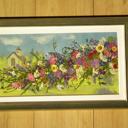 押し花アート　絵画 押し花アート お花畑をお散歩(押し花絵） - フルールフランネル
