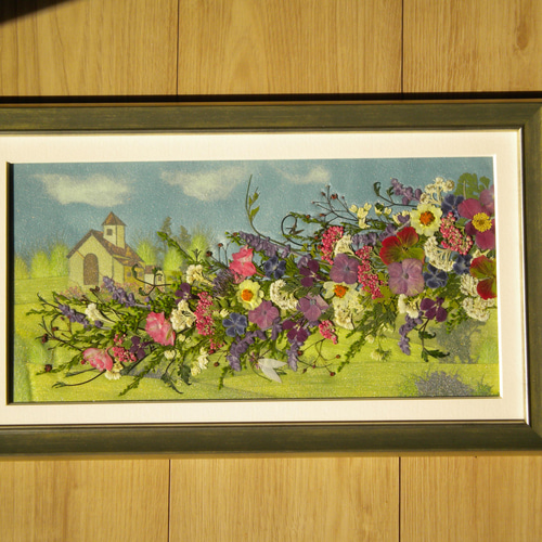 押し花アート　絵画 押し花アート 黄花コスモスのデザイン(押し花絵） - フルール