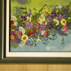 押し花アート　流れる花のライン（押し花絵）L37額 4枚目の画像
