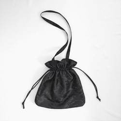 つやつや サテン と 帆布 の 巾着 ショルダーバッグ 巾着バッグ OOO