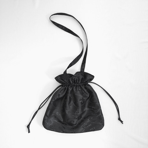 つやつや サテン と 帆布 の 巾着 ショルダーバッグ 巾着バッグ OOO