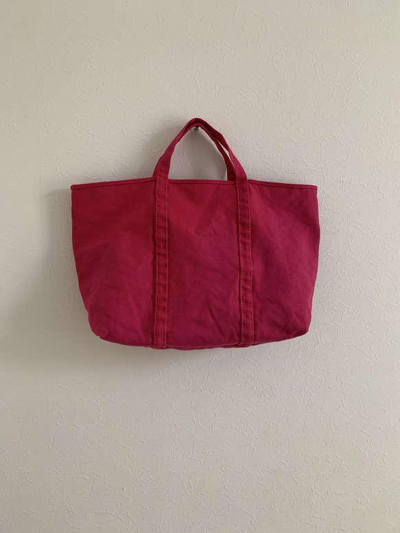 【A4対応】帆布　BASIC TOTE ( M ) ショッキングピンク 1枚目の画像