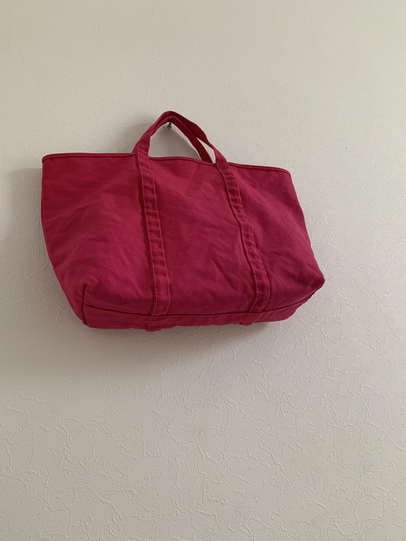 【A4対応】帆布　BASIC TOTE ( M ) ショッキングピンク 4枚目の画像