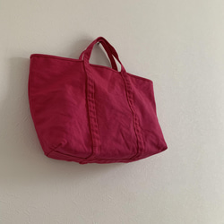 【A4対応】帆布　BASIC TOTE ( M ) ショッキングピンク 2枚目の画像