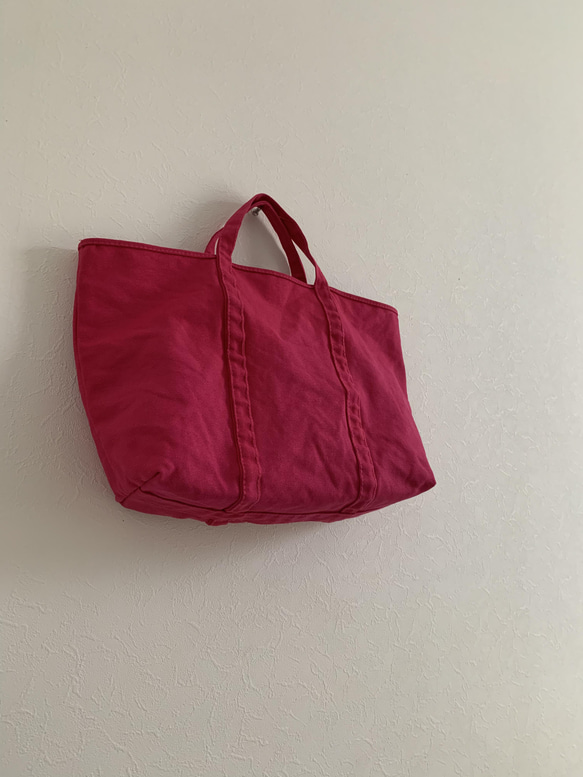 【A4対応】帆布　BASIC TOTE ( M ) ショッキングピンク 2枚目の画像