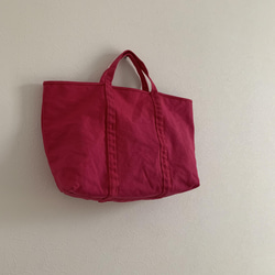 【A4対応】帆布　BASIC TOTE ( M ) ショッキングピンク 3枚目の画像