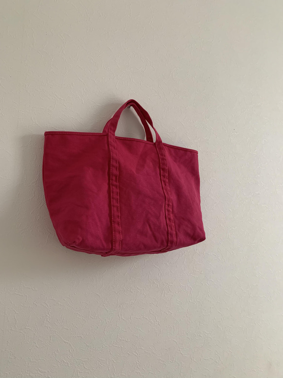 【A4対応】帆布　BASIC TOTE ( M ) ショッキングピンク 3枚目の画像