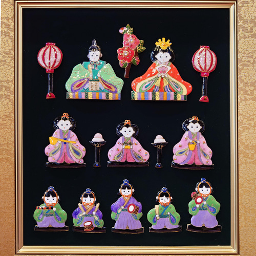 雛人形(三段)の七宝焼アートフレーム[受注制作] その他置物 アンクル