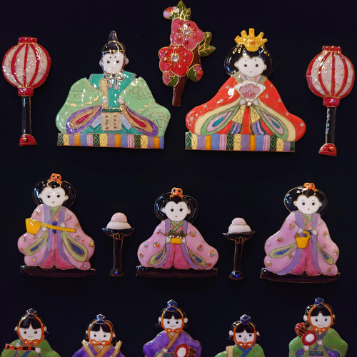 雛人形(三段)の七宝焼アートフレーム[受注制作] その他置物 アンクル