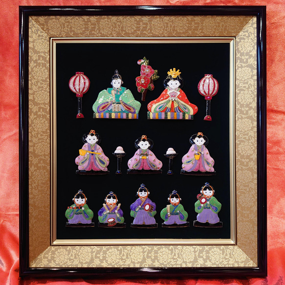 雛人形(三段)の七宝焼アートフレーム[受注制作] その他置物 アンクル