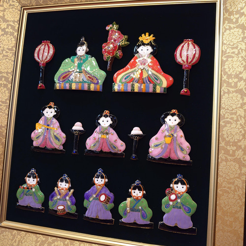 雛人形(三段)の七宝焼アートフレーム[受注制作] その他置物 アンクル