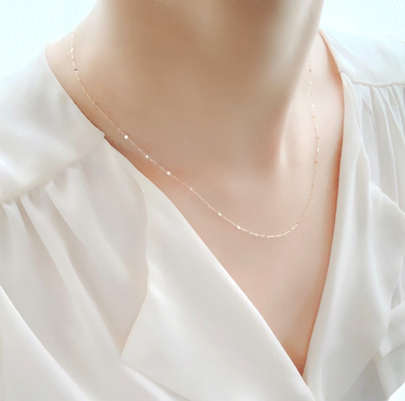 【K10YG】長さが選べる♡Double Simple Necklace 1枚目の画像