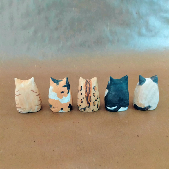 置物　ミニ猫◆桐　木彫り　 3枚目の画像