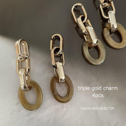 4pcs★triple gold chain・camel（チェーンチャーム） 1枚目の画像