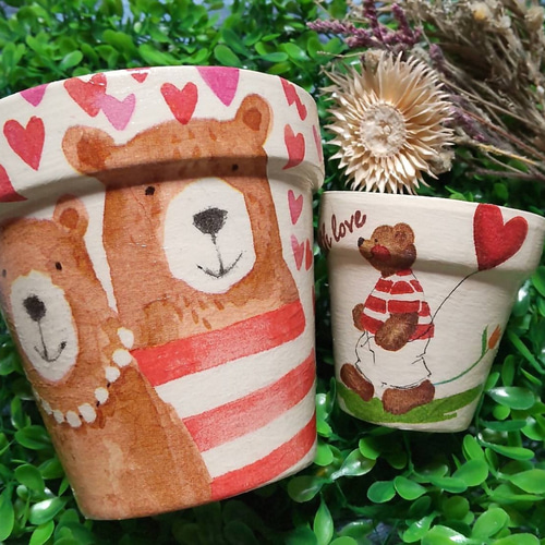 デコパージュ リメイク鉢6点セットクリスマスBEARS 【公式通販】