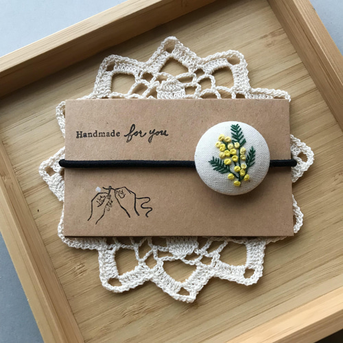 ミモザのくるみボタンヘアアクセサリー ヘアゴム annyeon洋品店 通販 