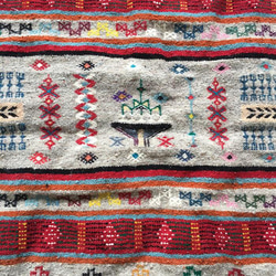 手織り 完全オリジナル　ベルベルアマジグの文様をふんだんに織り込んだ　キリムM ガフサ79　約78X127㎝ 7枚目の画像