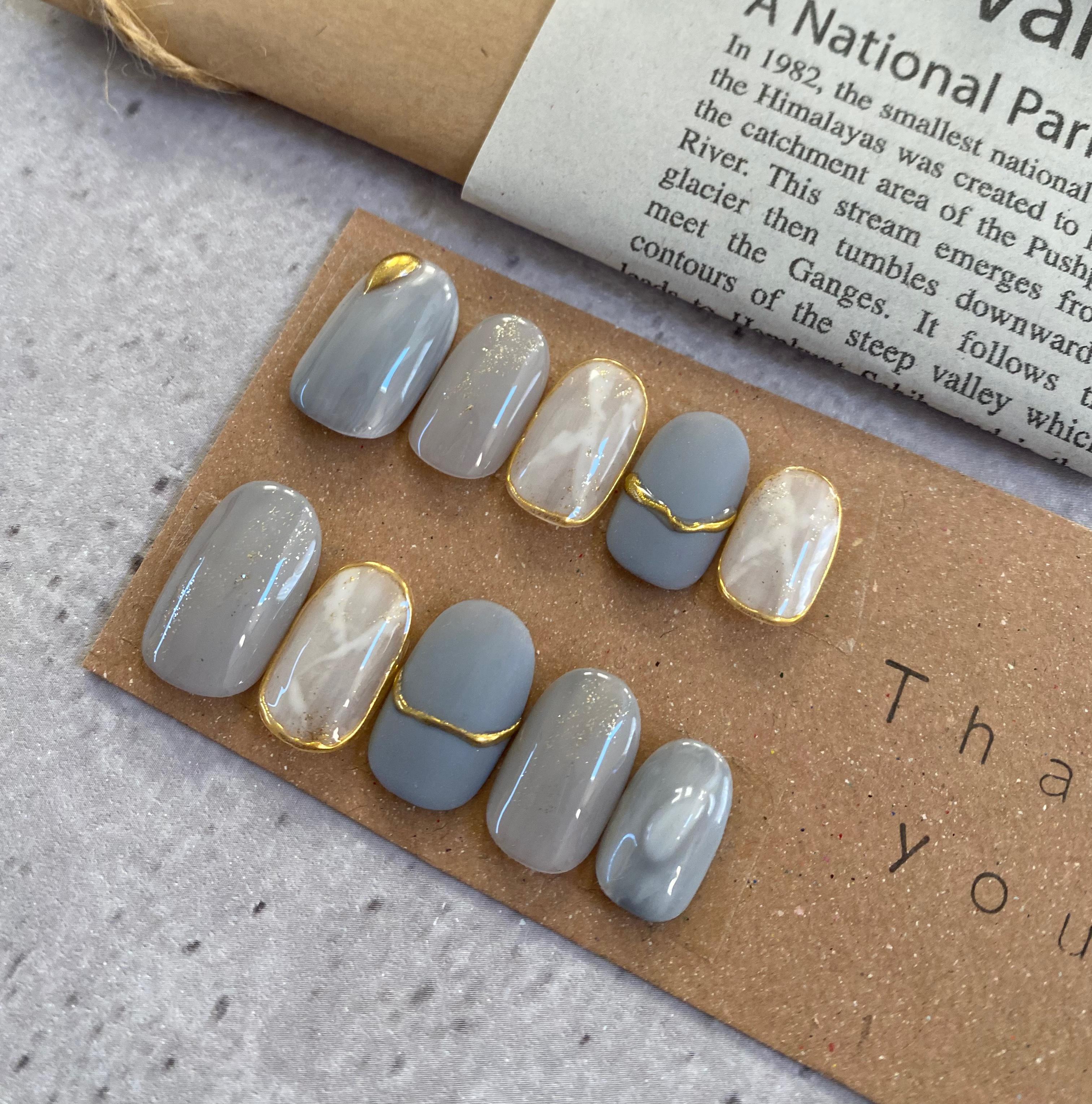 ぷっくり フレンチガーリー ネイルチップ シルバーネイル 61))ミラーネイル