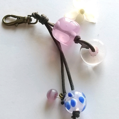 とんぼ玉キーホルダー ピンク キーリング 瑠璃 通販 13269935