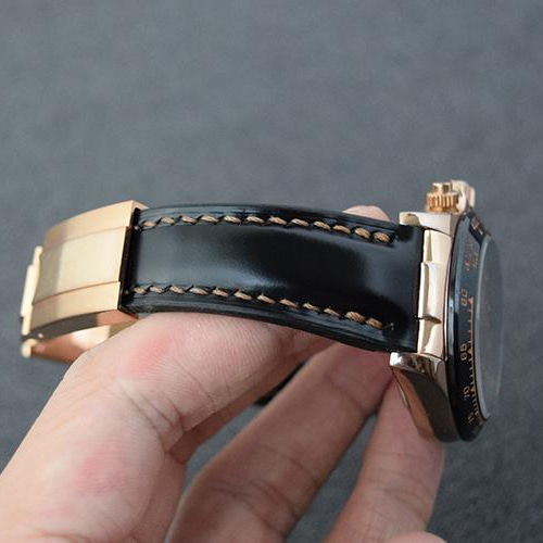 受注製作 ロレックス対応 新喜皮革コードバン 無双仕立て 時計ベルト