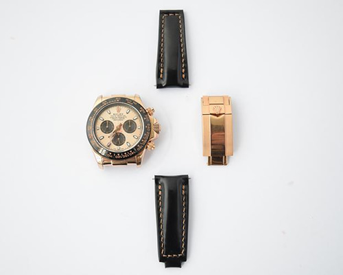 受注製作 ロレックス対応 新喜皮革コードバン 無双仕立て 時計ベルト