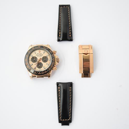 受注製作 ロレックス対応 新喜皮革コードバン 無双仕立て 時計ベルト