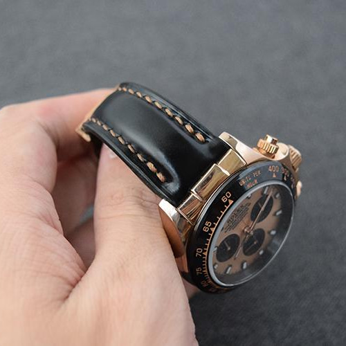 受注製作 ロレックス対応 新喜皮革コードバン 無双仕立て 時計ベルト